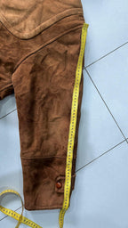 Montone in Vera Pelle di Renna Marrone Lungo Shearling Originale Spagnolo (XL)