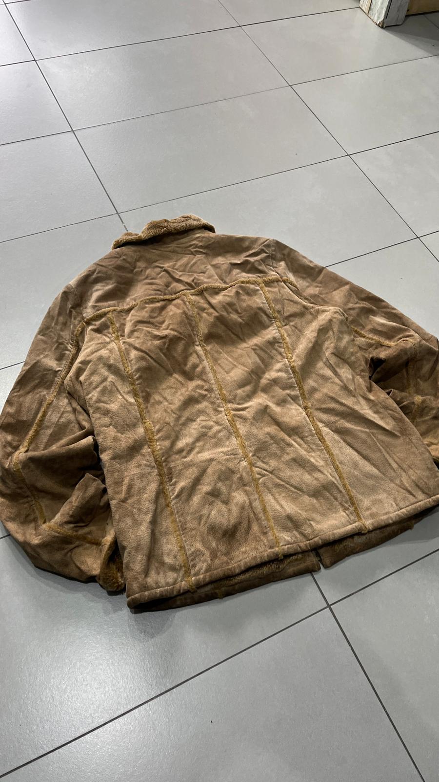 Montone in Vera Pelle di Renna Marrone Corto con Pelliccia (S)