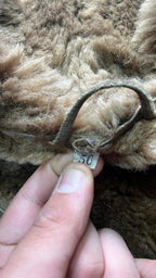 Montone in Vera Pelle di Renna Marrone Lungo con Pelliccia (XL)
