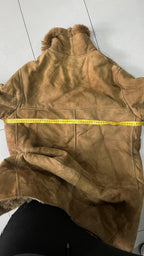 Montone in Vera Pelle di Renna Marrone Lungo con Pelliccia (XL)