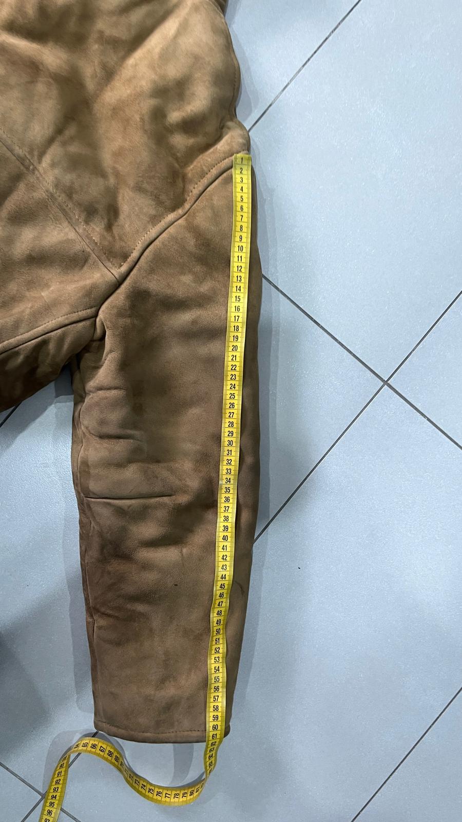 Montone in Vera Pelle di Renna Marrone Lungo con Pelliccia (XL)