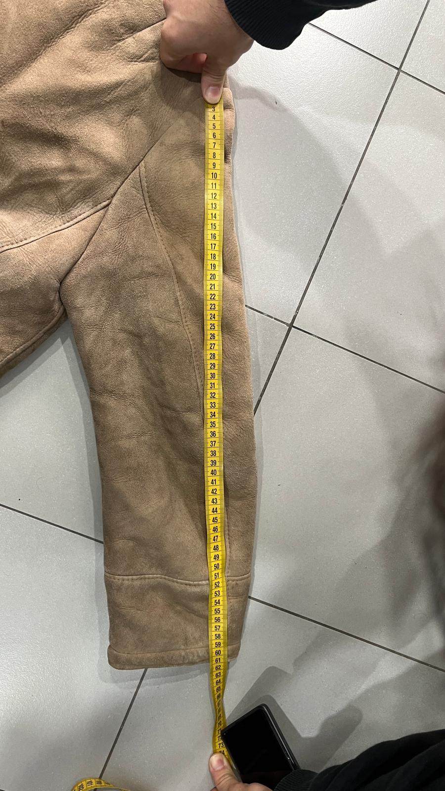 Montone in Vera Pelle di Renna Beige Lungo con Pelliccia (L)