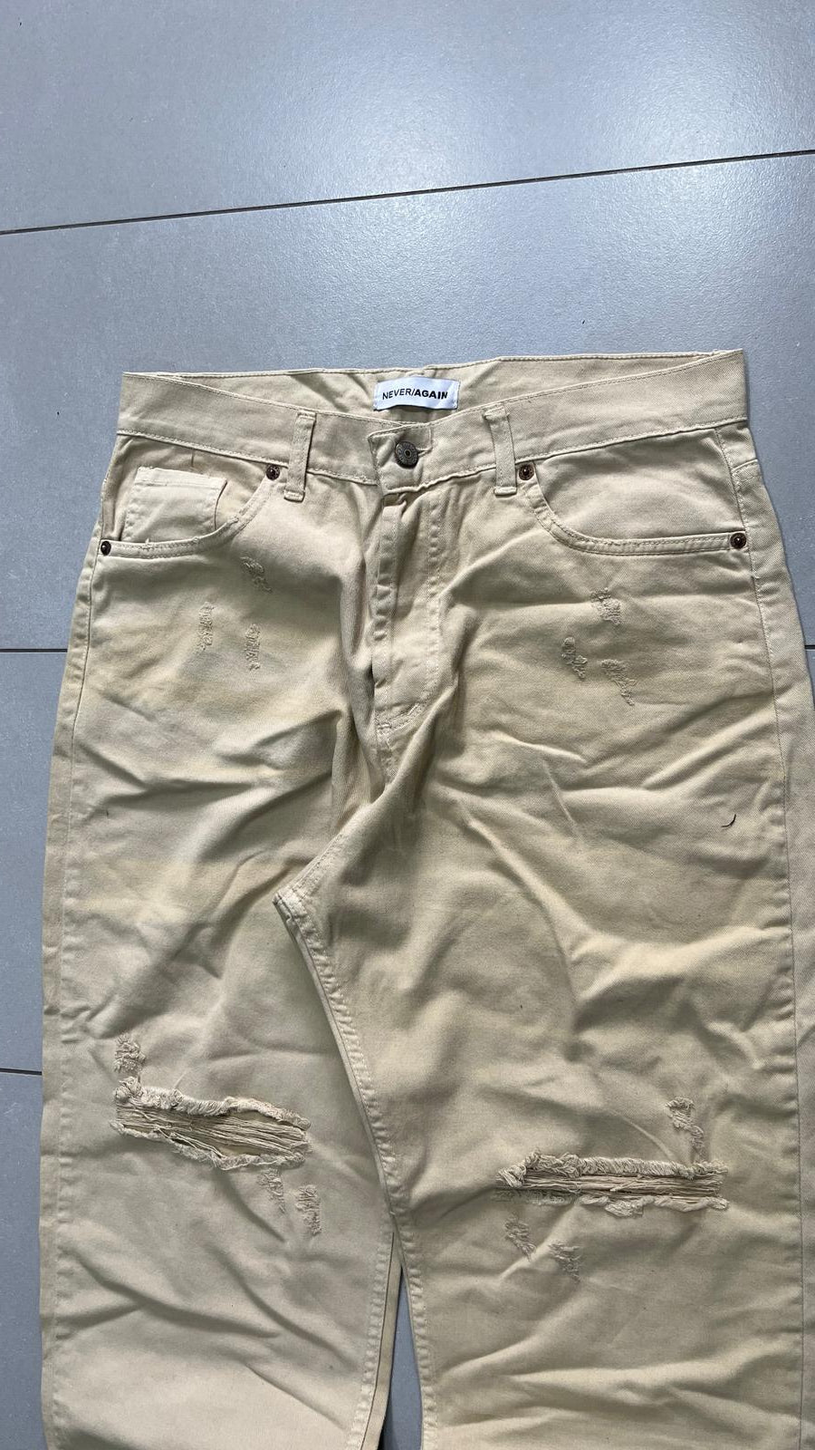 Denim Jeans Beige Baggy Fit Jeans (L)