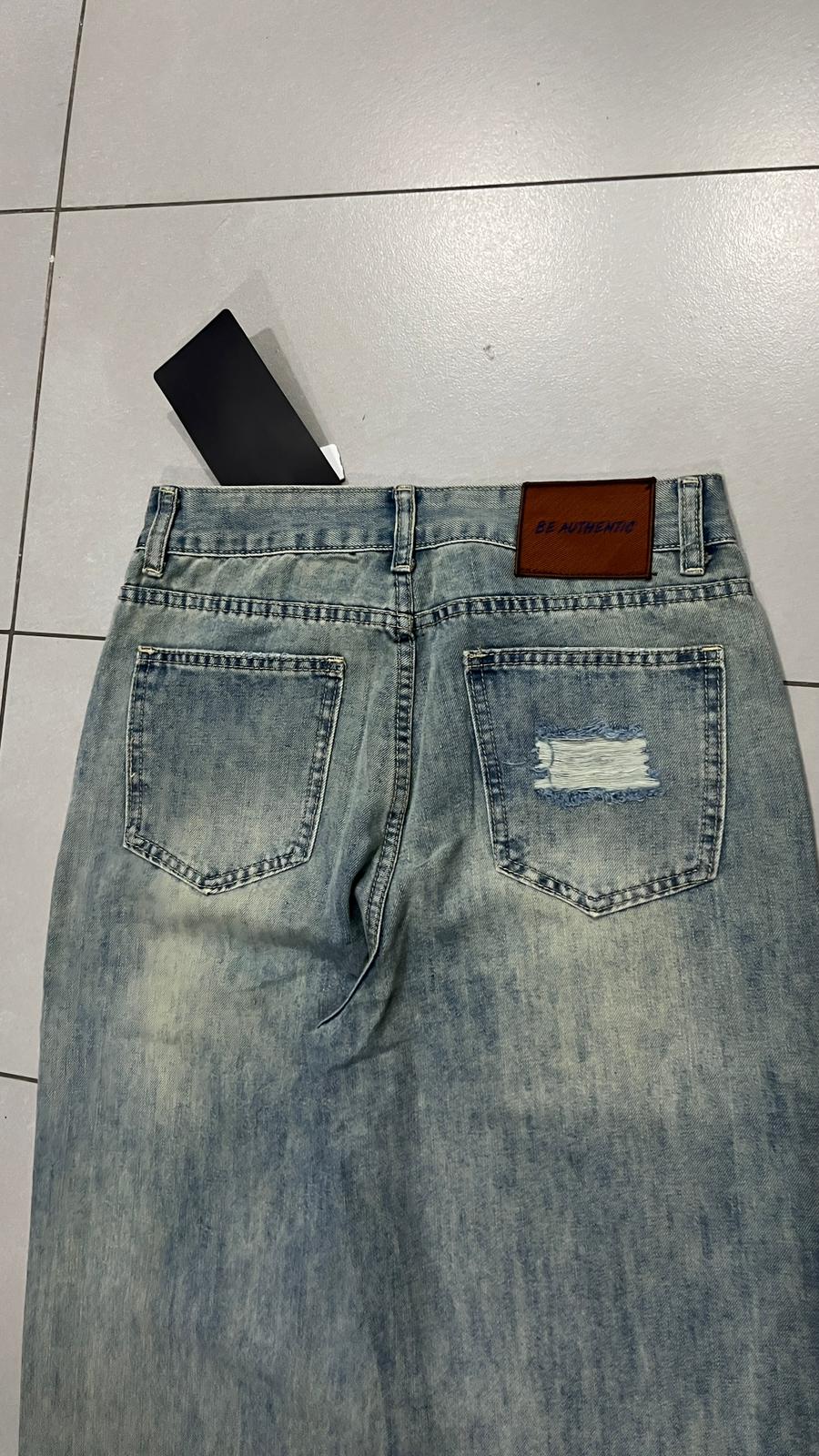Denim Jeans Stone Wash Baggy Fit (S)