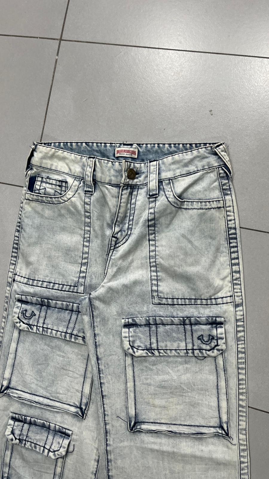 Denim Cargo Jeans True Religion Baggy Fit Light Blue (S)