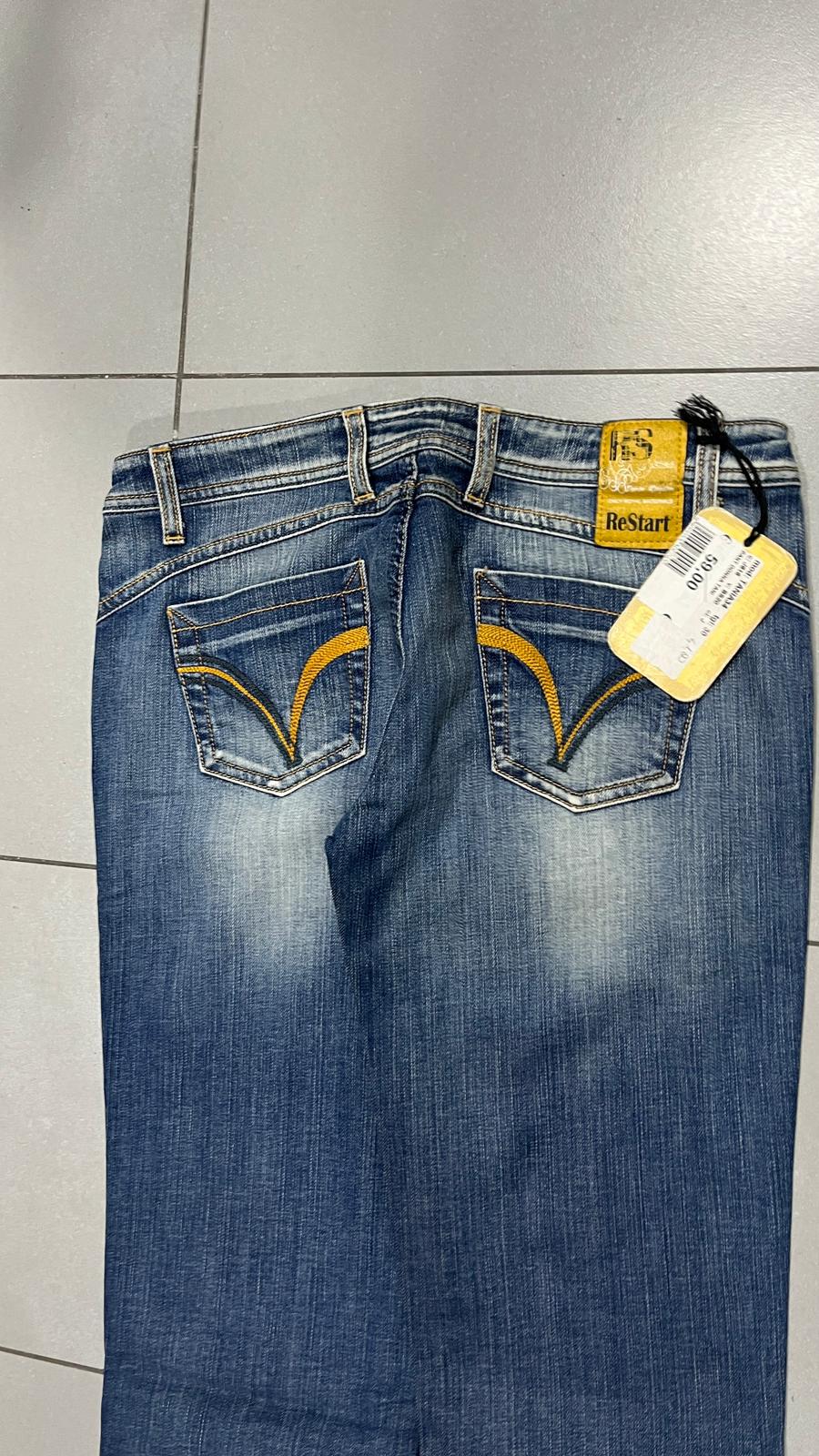 Denim Jeans Low Waist Restart Straight Fit Embroidered (S)