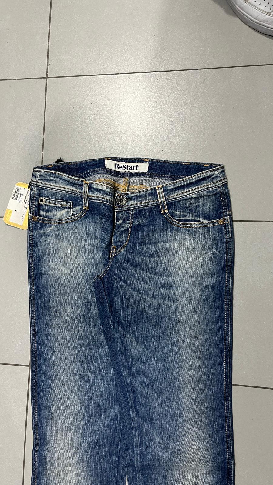 Denim Jeans Low Waist Restart Straight Fit Embroidered (S)