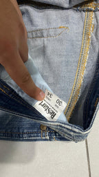 Denim Jeans Low Waist Restart Straight Fit Embroidered (S)