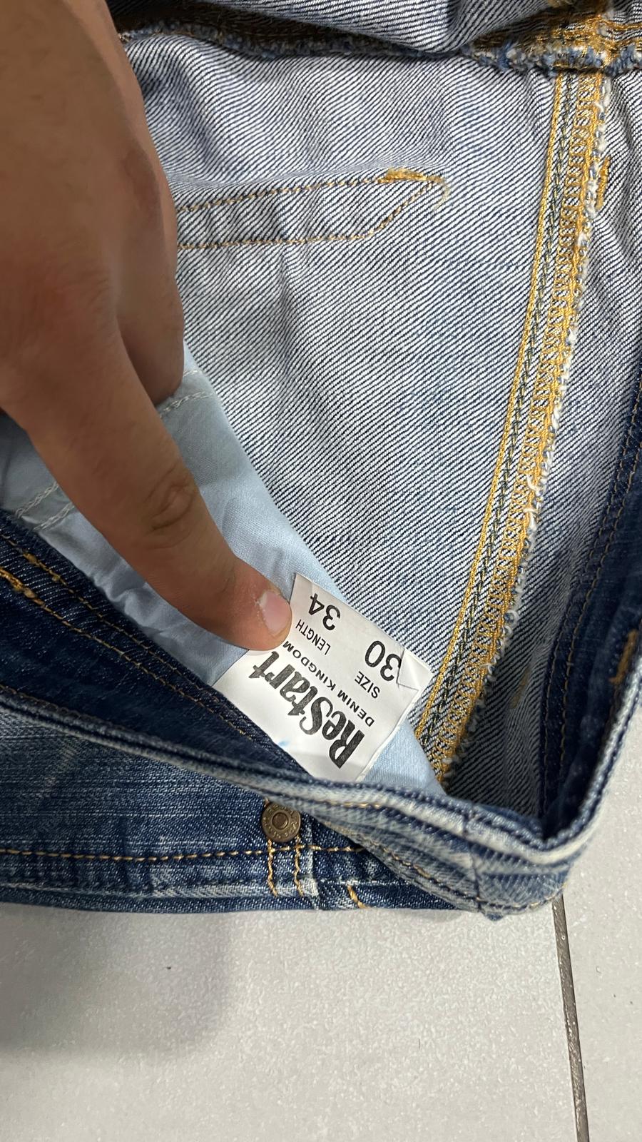 Denim Jeans Low Waist Restart Straight Fit Embroidered (S)