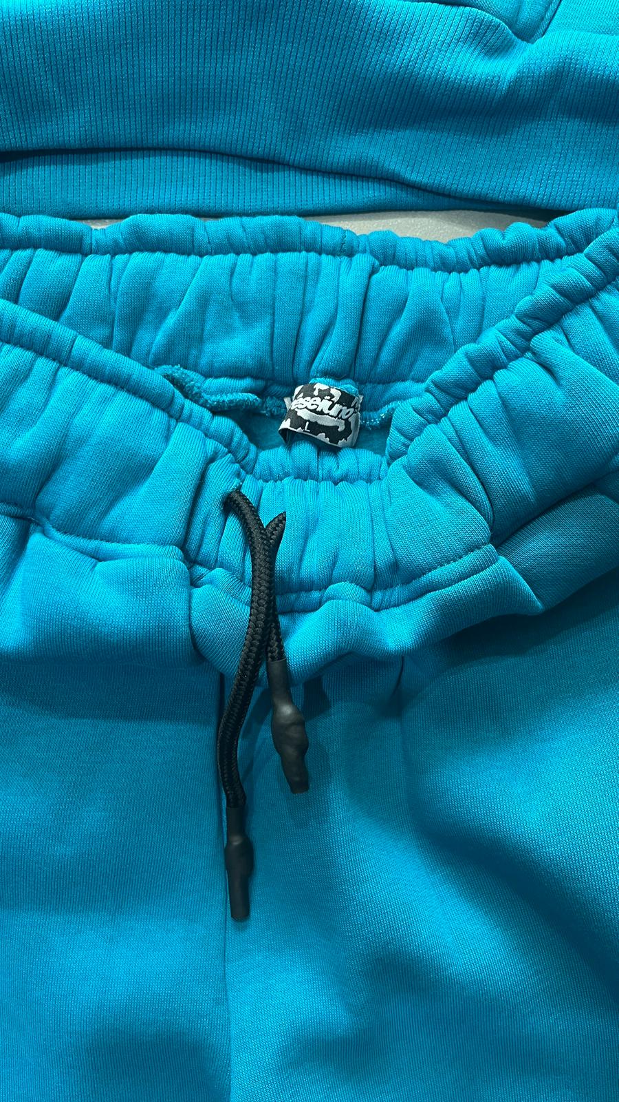 Tuta Completa Blu Cotton TrackSuit Baggy Fit Hoodie (L)