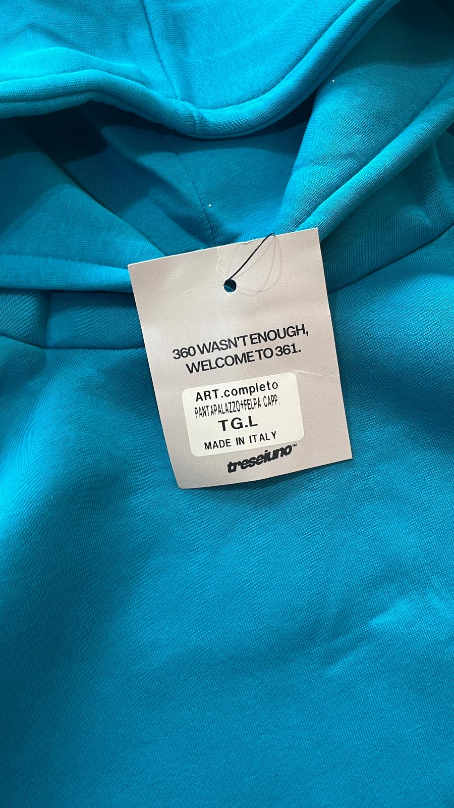 Tuta Completa Blu Cotton TrackSuit Baggy Fit Hoodie (L)