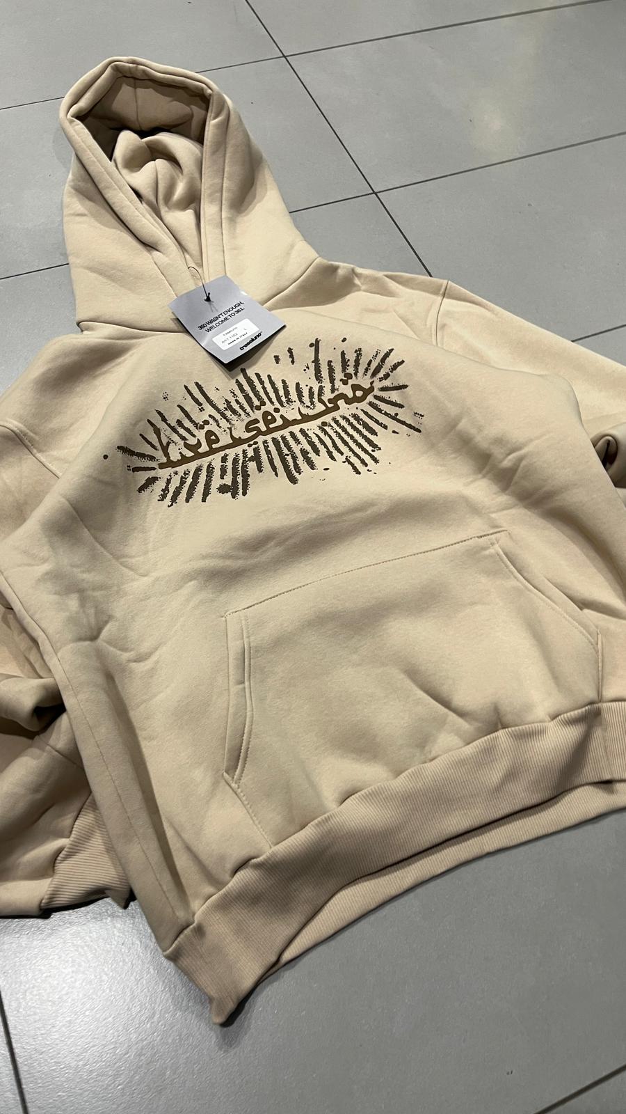 Felpa 361 Beige Arabic Puff Print NEW Boxy Fit (S)