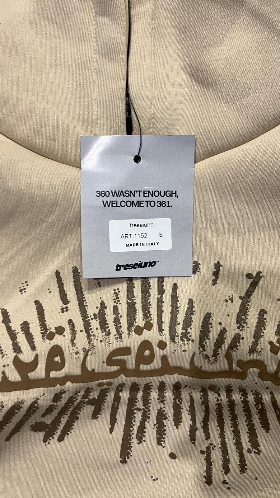 Felpa 361 Beige Arabic Puff Print NEW Boxy Fit (S)