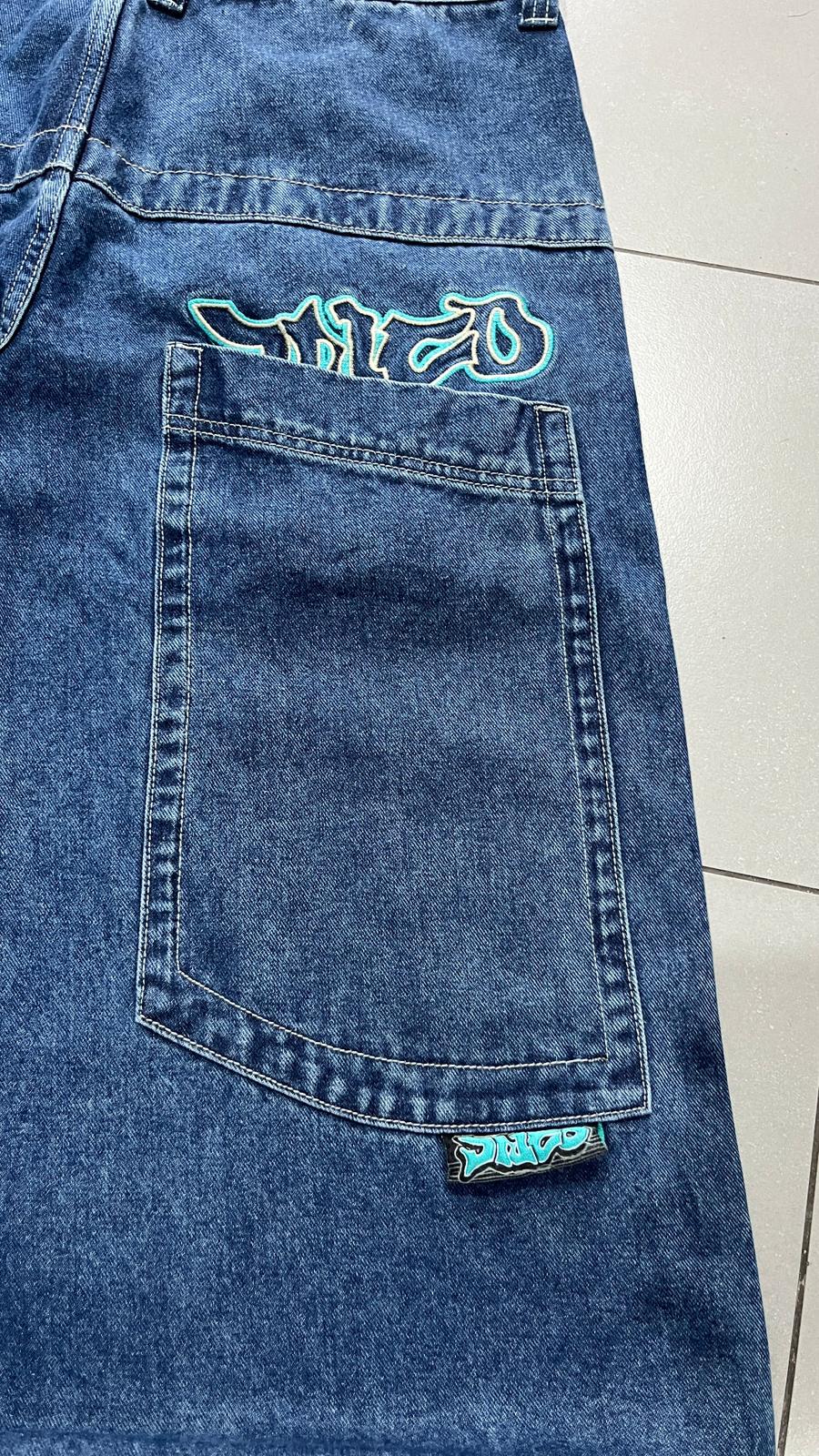 Denim JNCO Jeans Original Super Baggy Fit Embroidered American Hip-Hop (M)