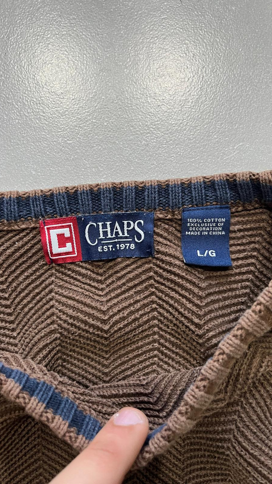 Maglione Spesso Ralph Lauren Chaps Marrone con Ricamo (L)