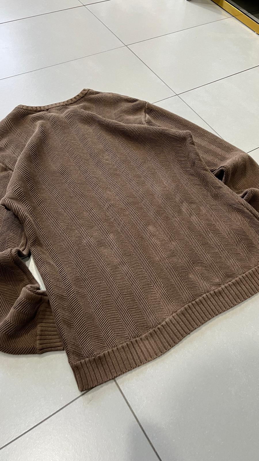 Maglione Spesso Ralph Lauren Chaps Marrone con Ricamo (L)