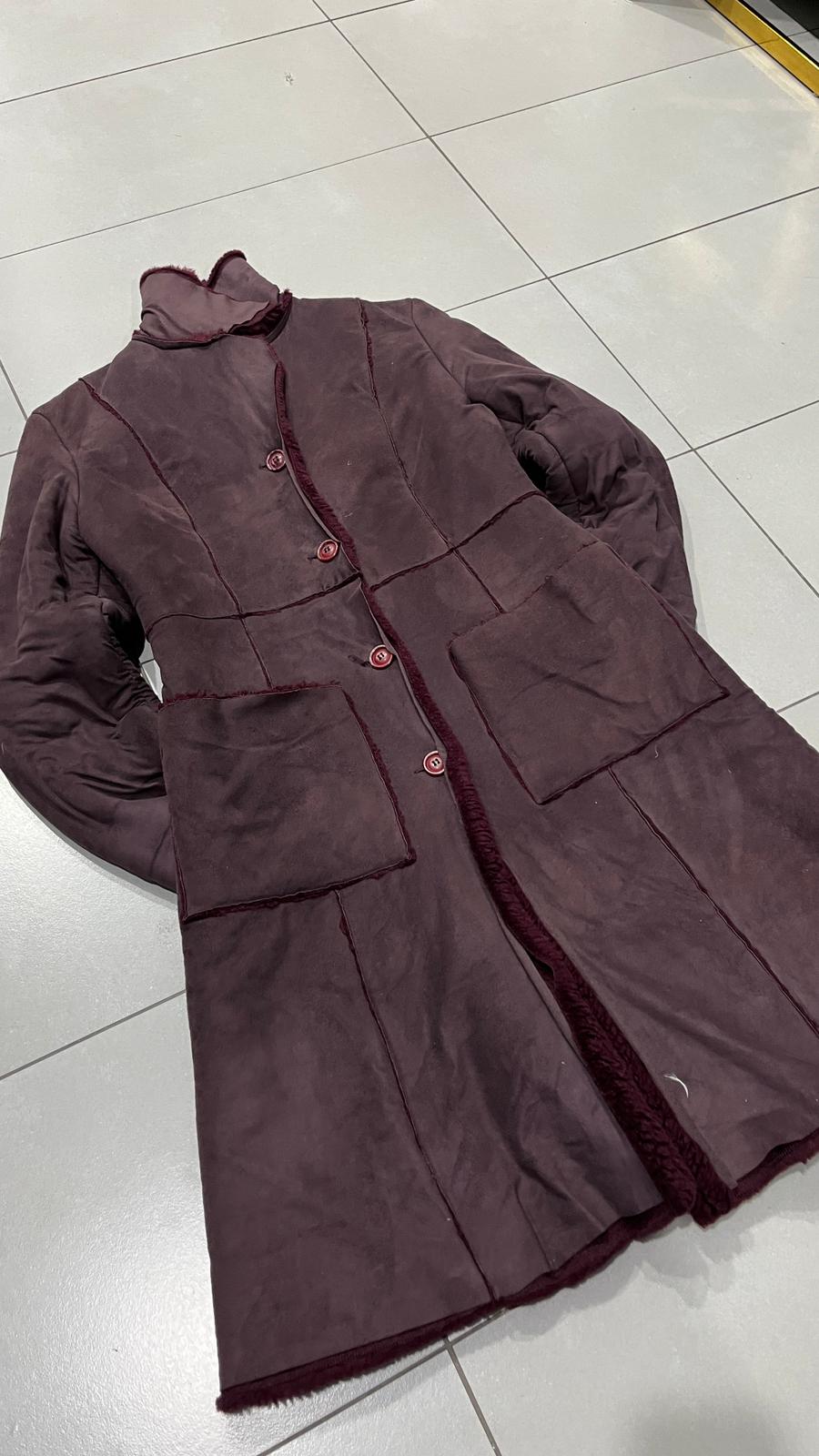 Cappotto Lungo in Pelle Scamosciata (S)