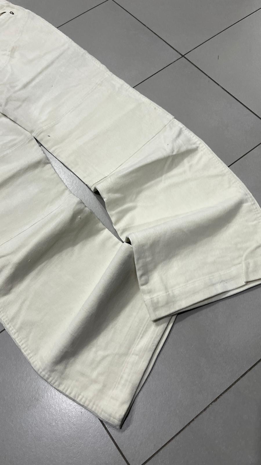 Silk Pants White Baggy Fit Low Waist (M)