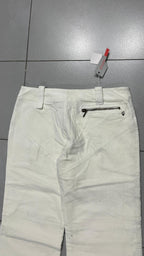 Silk Pants White Baggy Fit Low Waist (M)