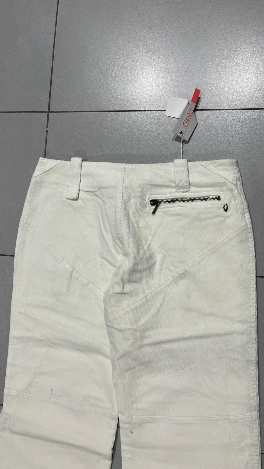 Silk Pants White Baggy Fit Low Waist (M)