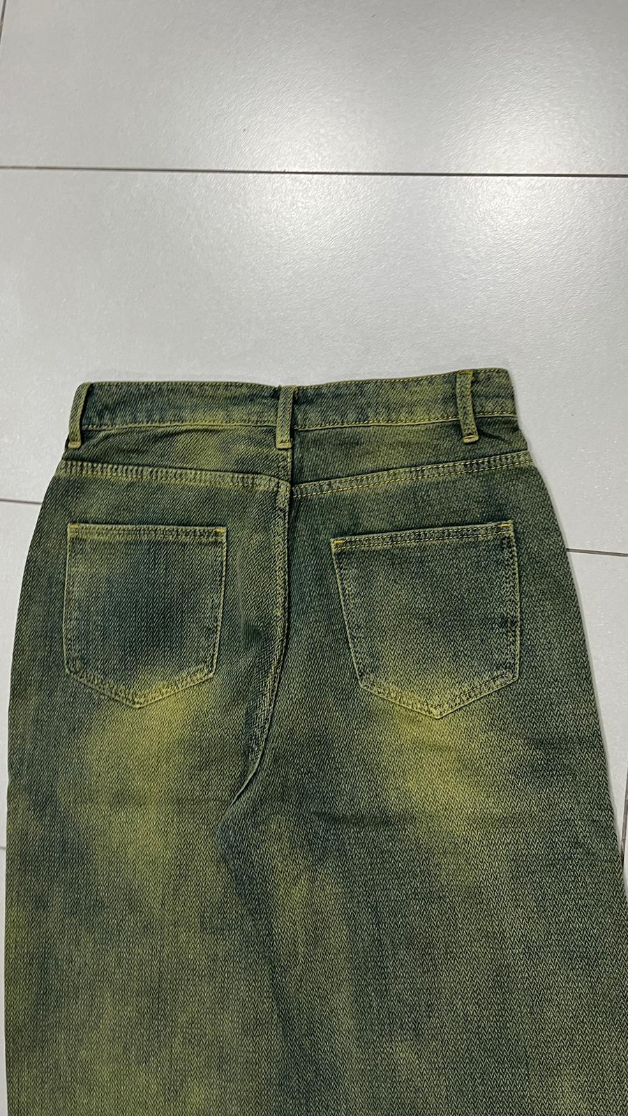 Denim Stone Wash Particular Pattern Baggy Fit (S)