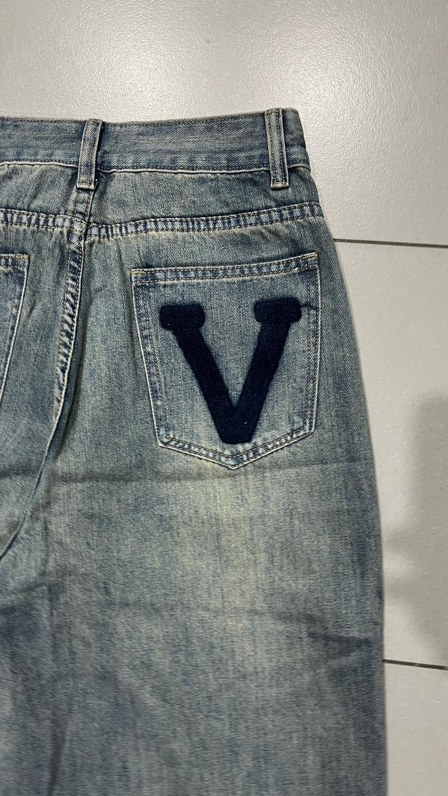 Denim Jeans Embroidered "V" Blu Wash (XS)