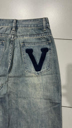 Denim Jeans Embroidered "V" Blu Wash (XS)