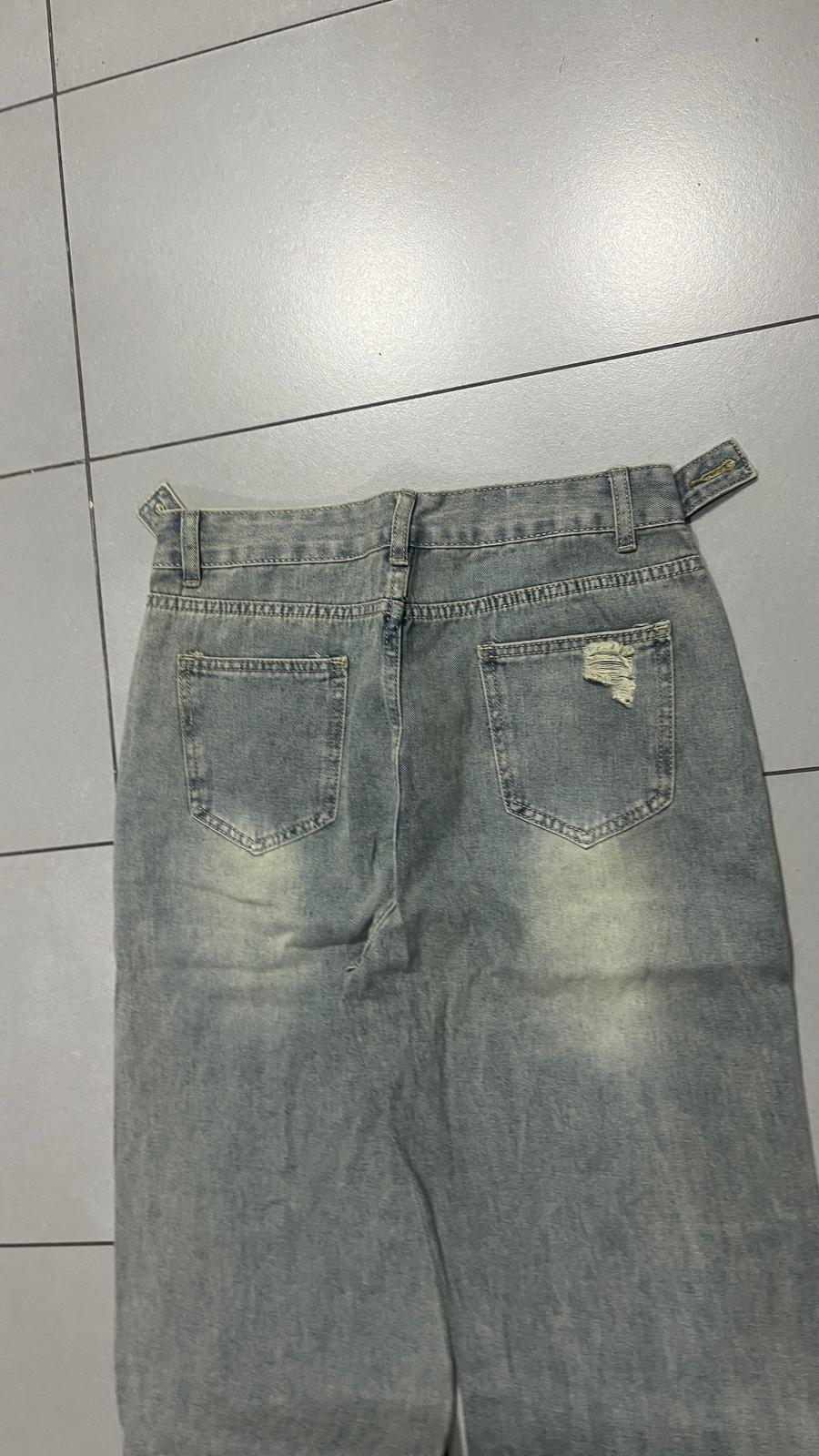 Denim Jeans Stone Wash Rotture Baggy Fit (S)