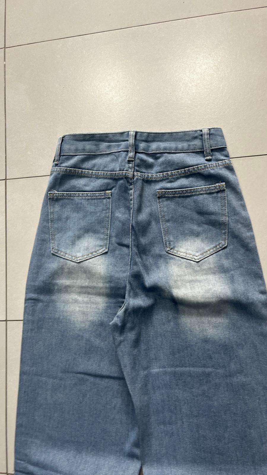 Denim Jeans Washed Blue Baggy Fit (XS)