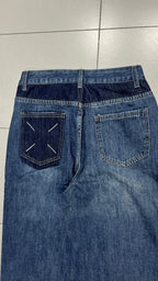 Denim Jeans Particular Embroidered Blu Baggy Fit (XS)