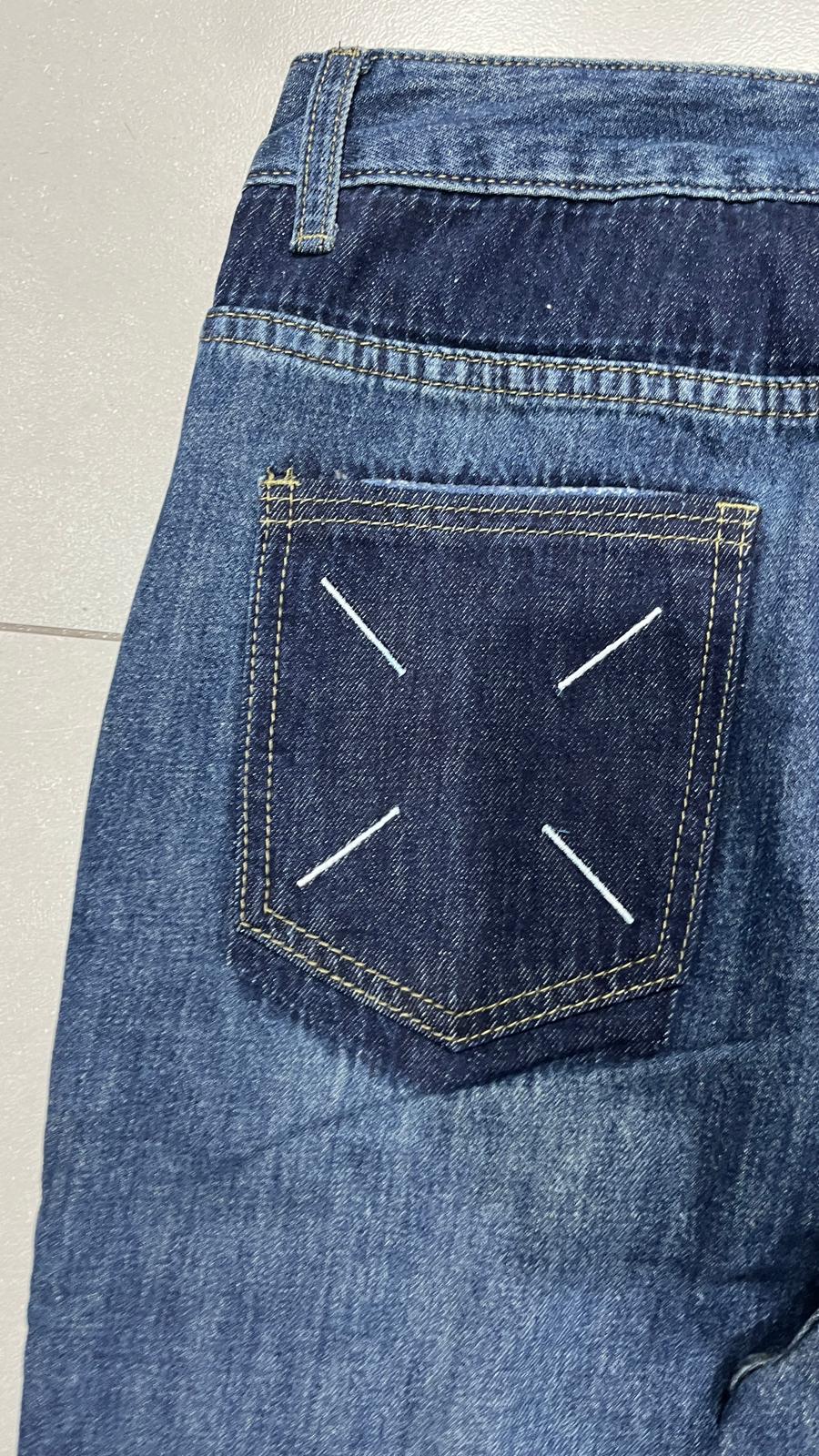 Denim Jeans Particular Embroidered Blu Baggy Fit (XS)