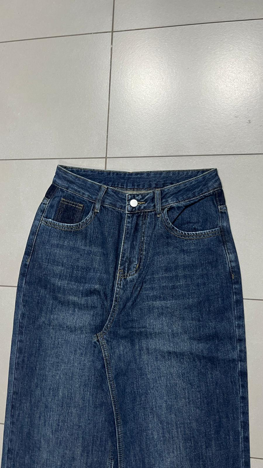 Denim Jeans Particular Embroidered Blu Baggy Fit (XS)