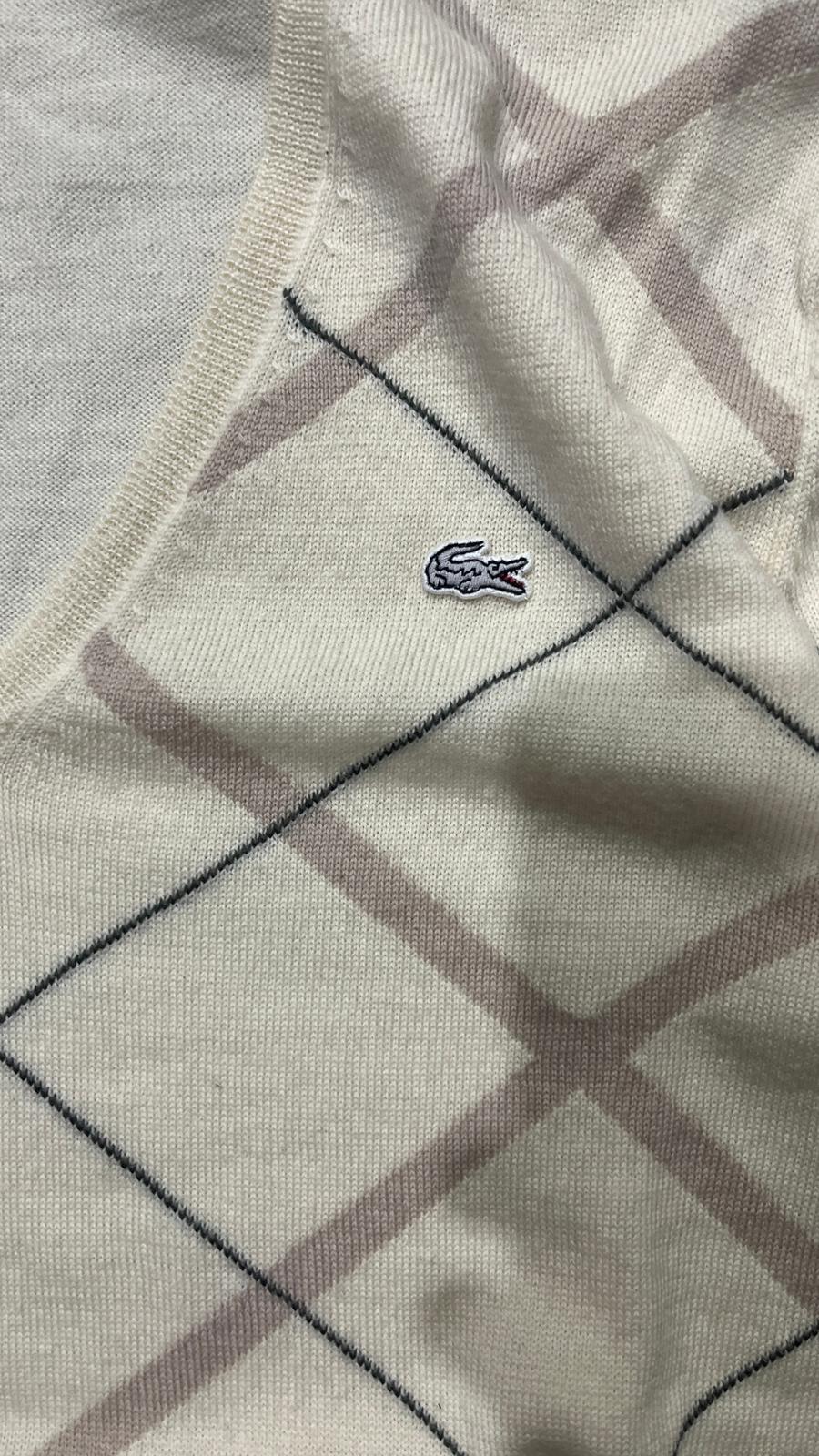 Maglione Lacoste A Quadri Scollo a V (M)