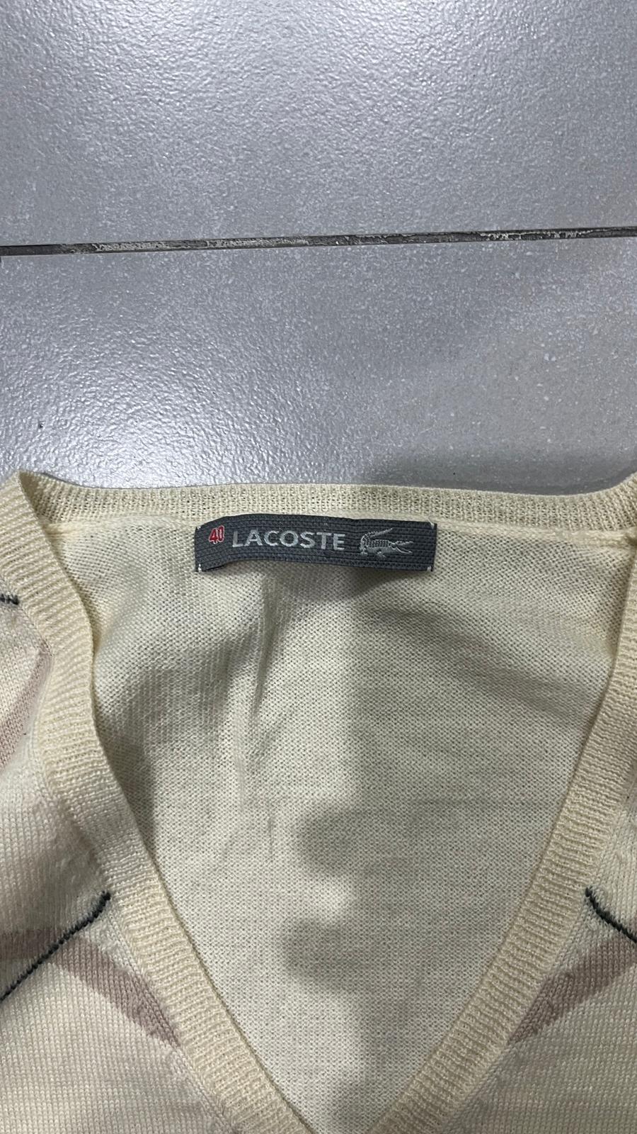 Maglione Lacoste A Quadri Scollo a V (M)