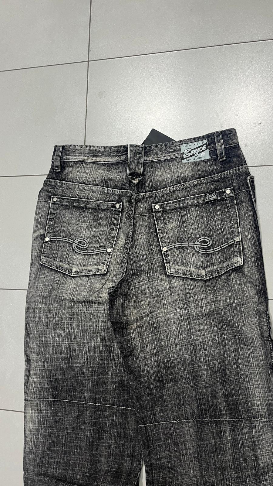 Denim Jeans Enyce Grey Wash Baggy Fit Zip (XL)