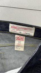 Raw Denim Jeans Evisu Painted Big Logo Embroidered (M)