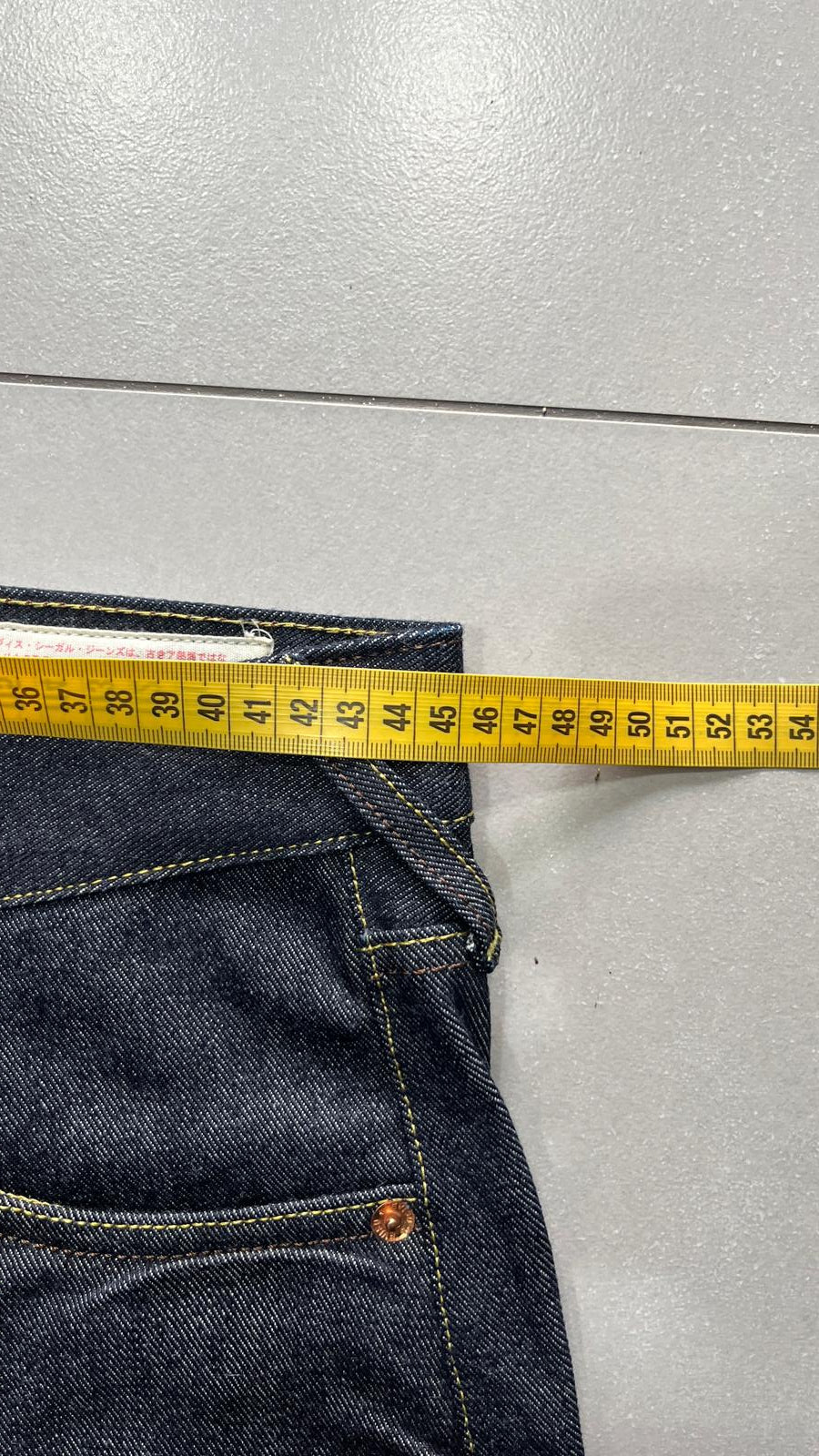 Raw Denim Jeans Evisu Painted Big Logo Embroidered (M)