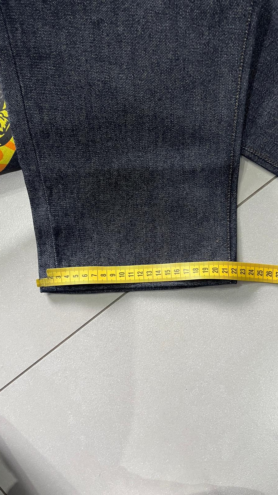 Raw Denim Jeans Evisu Painted Big Logo Embroidered (M)