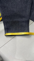 Raw Denim Jeans Evisu Painted Big Logo Embroidered (M)