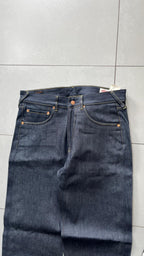 Raw Denim Jeans Evisu Painted Big Logo Embroidered (S)