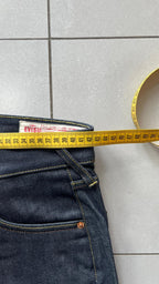 Raw Denim Jeans Evisu Painted Big Logo Embroidered (S)