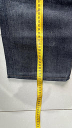 Raw Denim Jeans Evisu Painted Big Logo Embroidered (S)