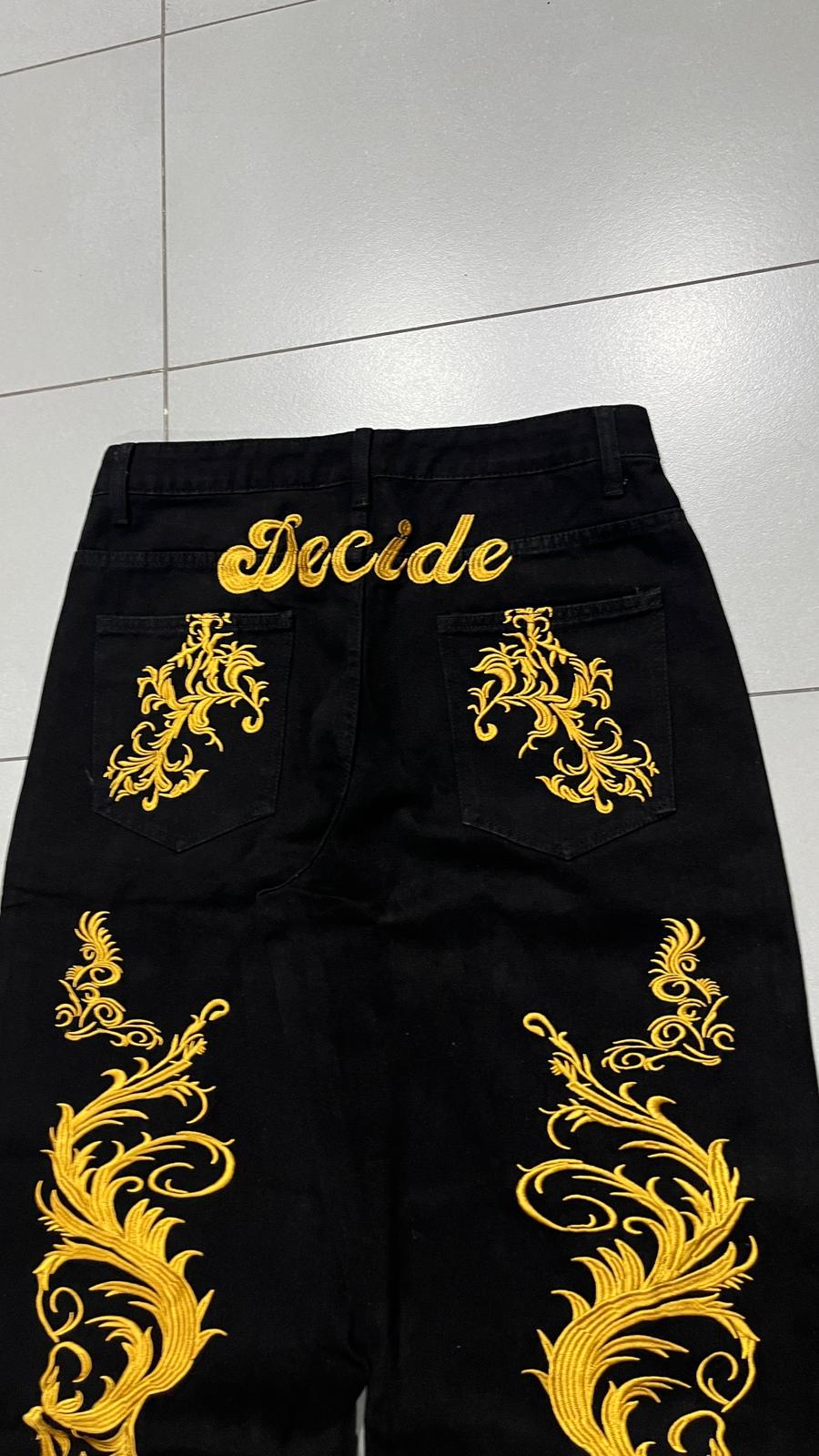 Denim Particular Embroidered Gold Dragon Baggy Fit (M)
