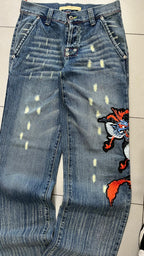 Denim Jeans Embroidered Dragon Baggy Fit (XS)