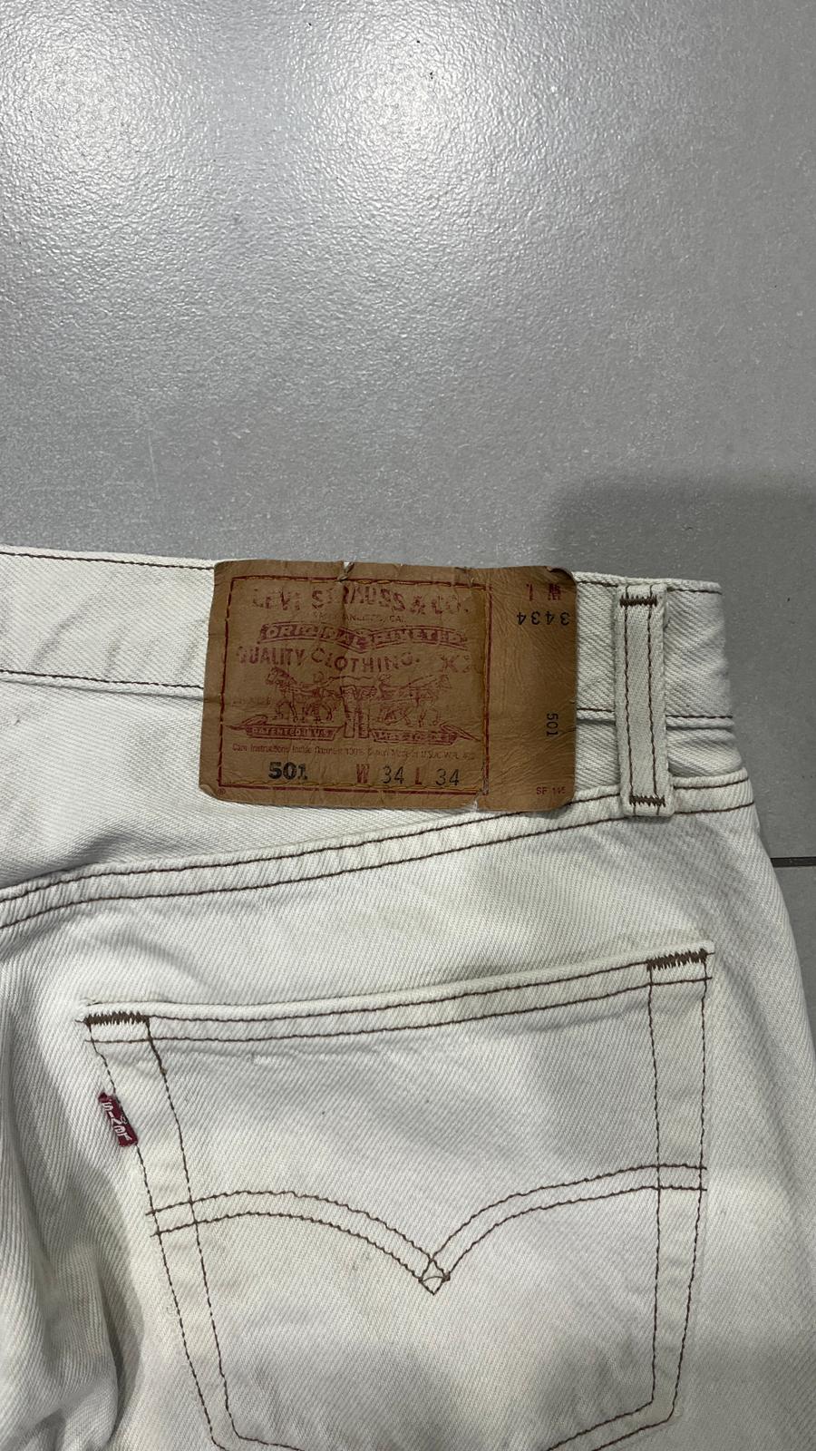 Denim Levis 501 Sfrangiato Straight Fit White (M)