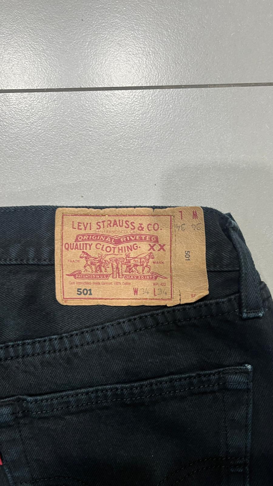 Denim Levis 501 Straight Fit W34 L34 Black (L)