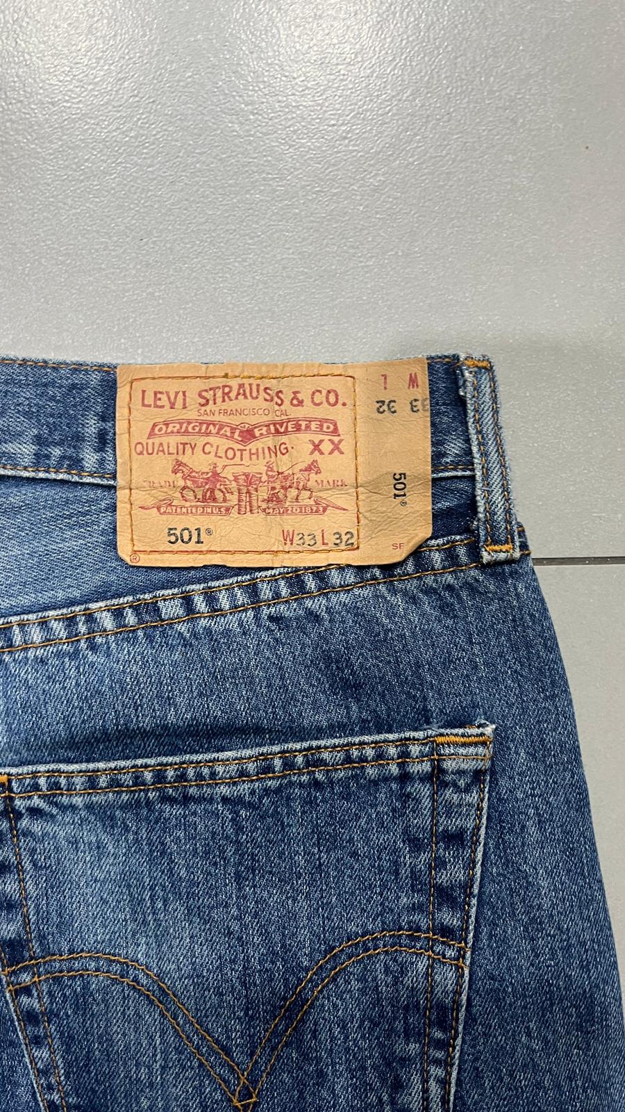 Denim Levis 501 W33 L32 Baggy Fit Blu (M)
