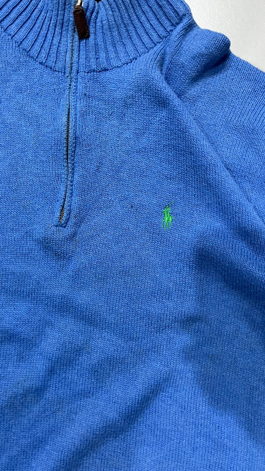 Ralph Lauren 1/4 Zip Sweater - Maglione Ralph Lauren Mezza Zip Dolcevita Blu (M)