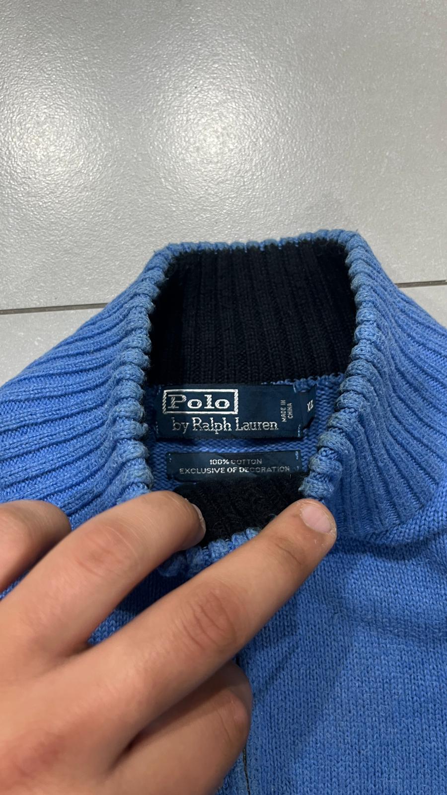 Ralph Lauren 1/4 Zip Sweater - Maglione Ralph Lauren Mezza Zip Dolcevita Blu (M)