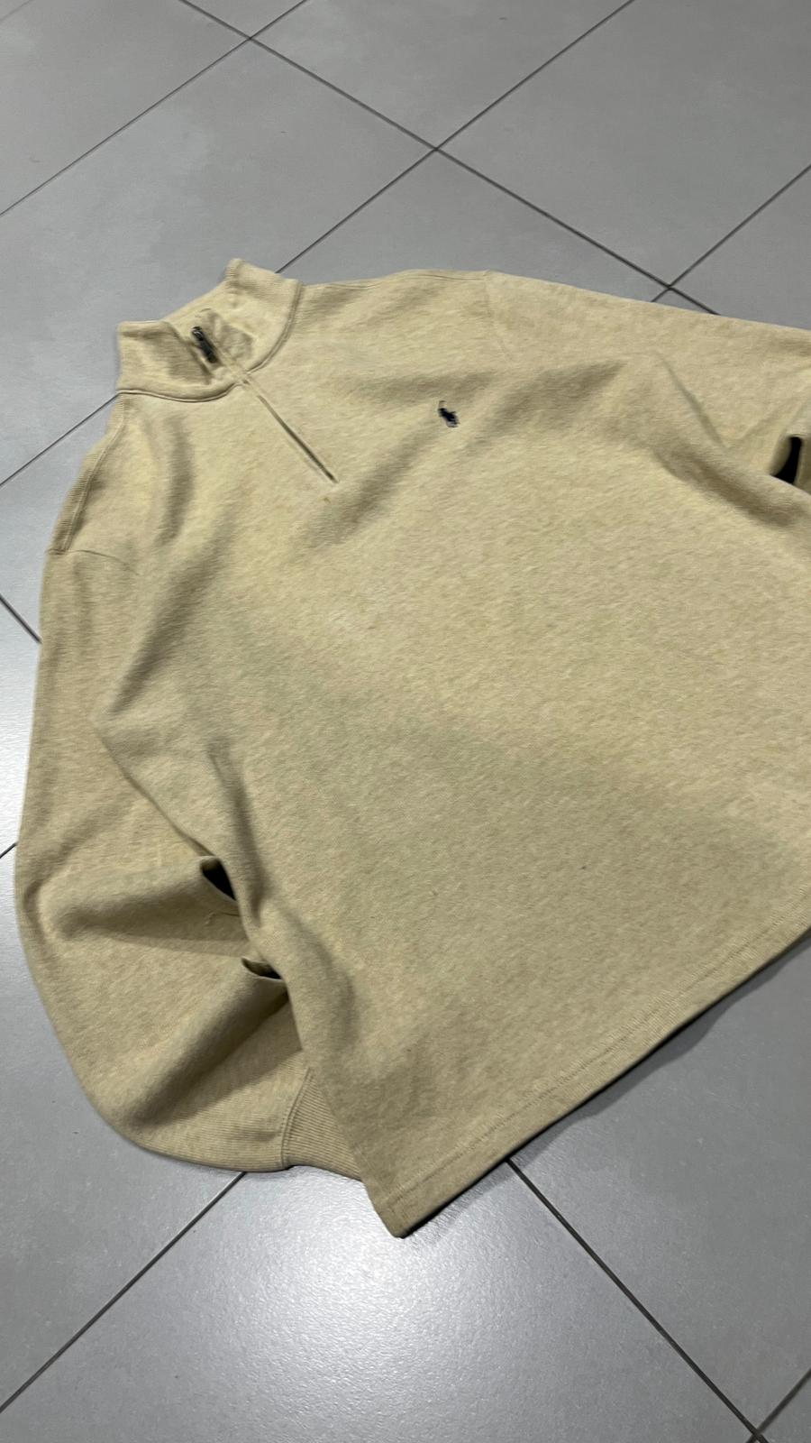 Ralph Lauren 1/4 Zip Sweater - Maglione Ralph Lauren Mezza Zip Dolcevita Beige (M)